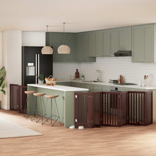 Vidaxl Hundeport Sammenleggbar 9 Paneler Brun 450 cm Poppeltre