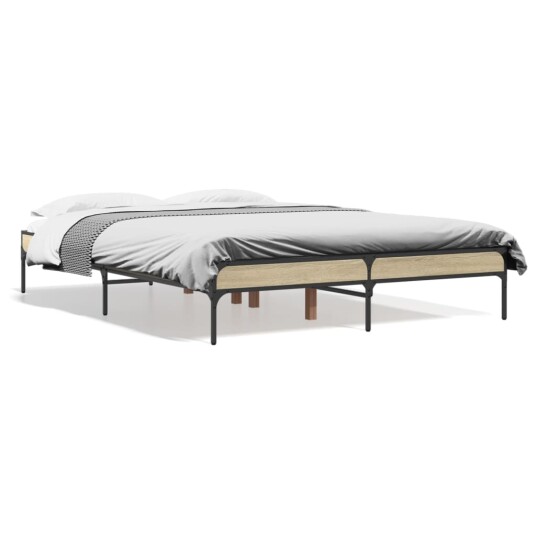Sengeramme sonoma eik 135x190 cm konstruert tre og metall 8721012985681