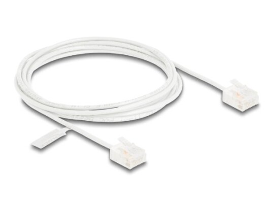 Delock Rj45 Nettverkskabel Cat.6 Utp Ultra Slim 2 M Hvit Med Korte Plugger