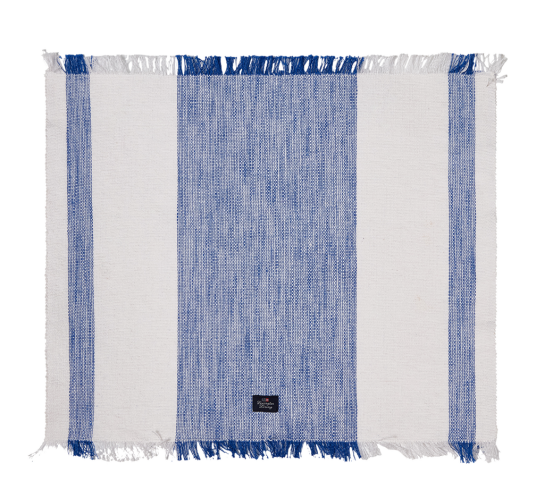 Spisebrikke med frynser 40x50 cm blå hvit