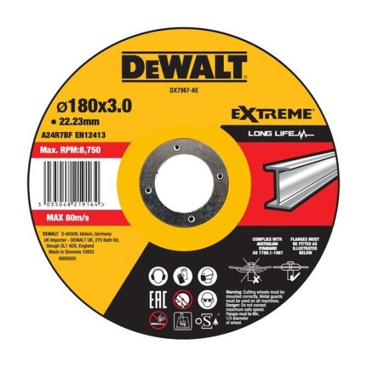Dewalt Kappeskive metall 180mm dx7967 extreme 3mm Dewalt Kappeskive metall 180mm dx7967 extreme 3mm