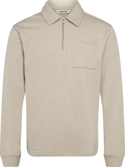 Selected Slmscott Ls Half Zip Sweat Beige XL