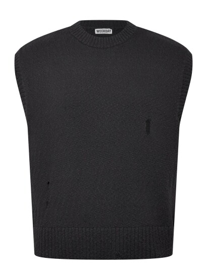 Weekday Relaxed Distressed Knitted Vest Black L