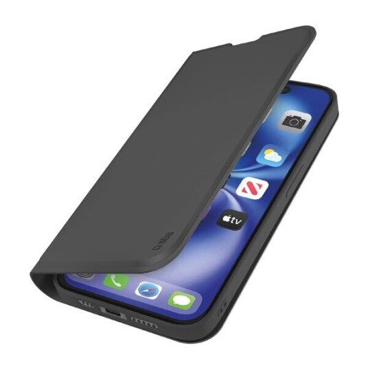 SBS Lommebokdeksel iPhone 16e med kortlomme - Svart SBS Lommebokdeksel iPhone 16e med kortlomme - Svart