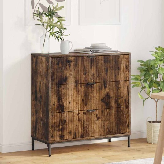Serviesskap med skuff Røkt eik 79.5 x 33 x 82 cm Konstruert tre
