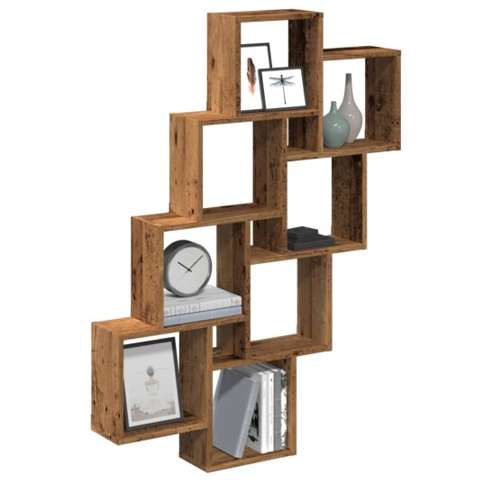  Vegghylle kubeformet gammelt tre 90x15x119,5 cm konstruert tre 8721158439499