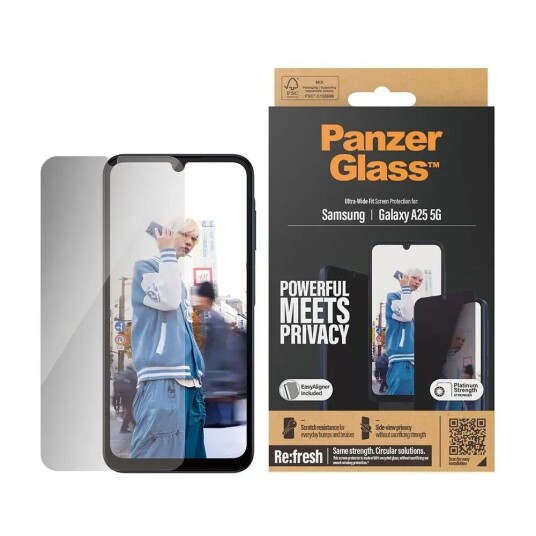 PanzerGlass Ultra Wide Fit Privacy Skjermbeskytter for Samsung Galaxy A25 med EasyAligner
