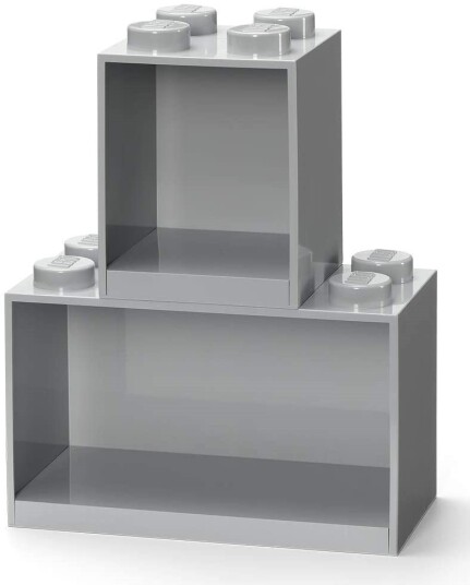 LEGO Storage Brick shelf 4 + 8 hylle med stor og liten LEGO kloss Medium Stone Grey