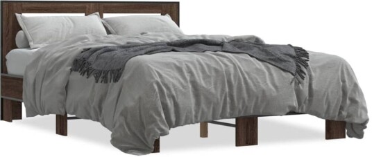 Sengeramme brun eik 120x190 cm konstruert tre og metall 8721102614170