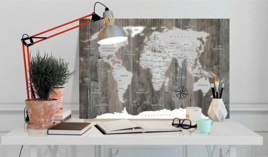 Tavle World Map: Wooden World 120X80 Artgeist sp. z o. o.