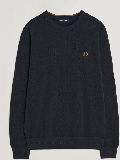 Fred Perry Piqué Stitched Sweater Navy Fred Perry Piqué Stitched Sweater Navy