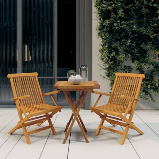 Hagespisestuesett 3 deler heltre teak