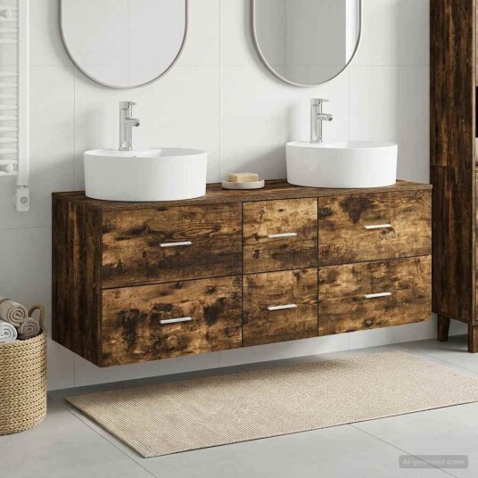 vidaXL Baderomsinnredningssett 3 stk. Røkt Eik 49,5 x 44,5 x 65 cm vidaXL Baderomsinnredningssett 3 stk. Røkt Eik 49,5 x 44,5 x 65 cm