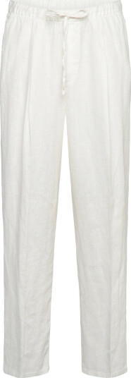 Weekday Loose Fit Straight Leg Linen Trousers - White - M