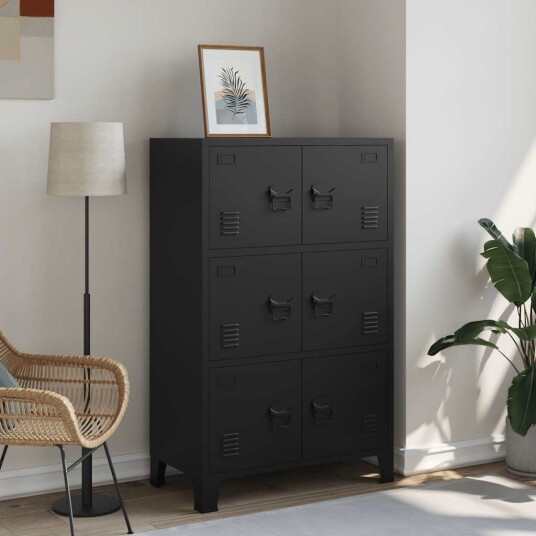 vidaXL Industriell oppbevaringskiste svart 75x40x120 cm stål