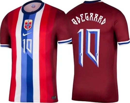 24 25 Norge Landslag Hjemmedrakt Kun T skjorte Nr. 10 Ødegaard Voksen Størrelse XL Fotballtrøye for Fans