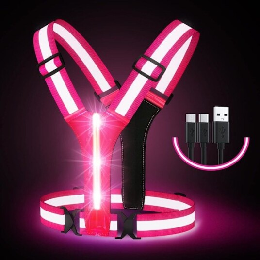 LED refleksvest USB oppladbar justerbar midje/skulder