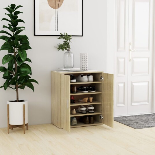 vidaXL Skoskap sonoma eik 60x35x70 cm sponplate