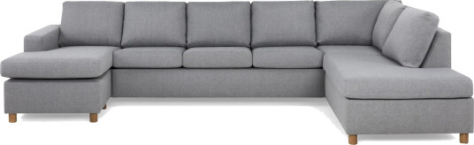 Crazy 5 seters Høyrevendt U formet X Large Sofa med Divan og Sjeselong i Stoff   Grå