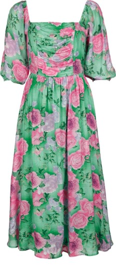Banned Retro - Rockabilly Lang kjole - Sandy Flower Dress - XS til 4XL - Damer - grønn-rosa