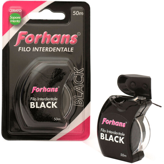 Sort Vokset Tandtråd FORHANS Filo Interdentale Black 50 mtr.
