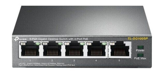 TP-Link TL-SG1005P 5-Port Gigabit Desktop Switch with 4-Port PoE (65W) (6935364083212)