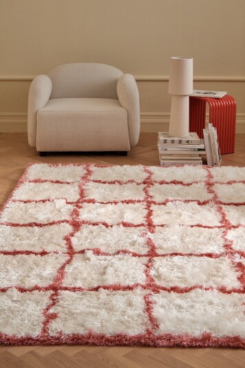 Ellos Home Flossteppe Potenza Check Rosa