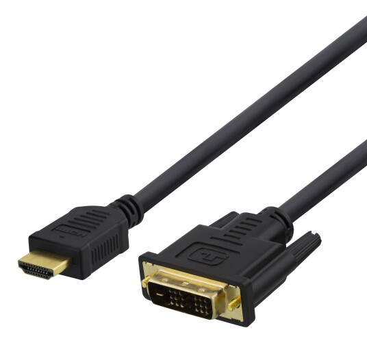 Deltaco HDMI to DVI cable, 1080p, DVI-D Single Link, 2m, black