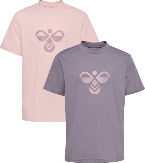 Hummel T Skjorte 2 pack HmlJR Grå Ridge/Pale Lilac Hummel 5 6 år (110 116) T skjorte Beige Lilla Rosa