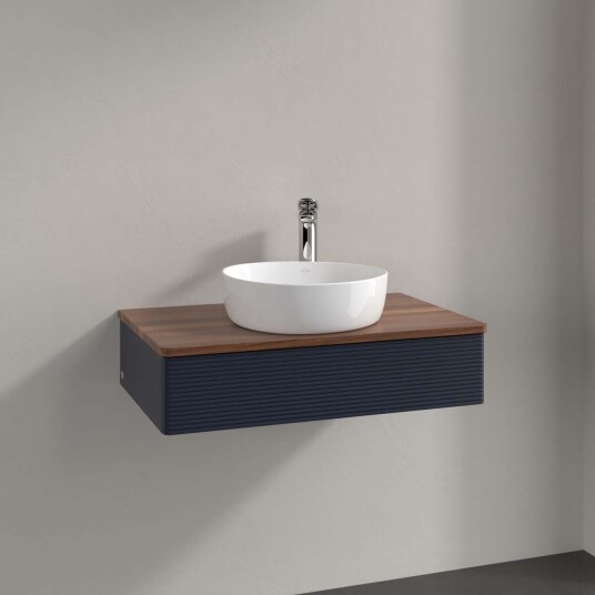 Villeroy & Boch Antao Servantskap med 1 skuff 80x50x19 cm u/lys Blå Matt/Valnøtt