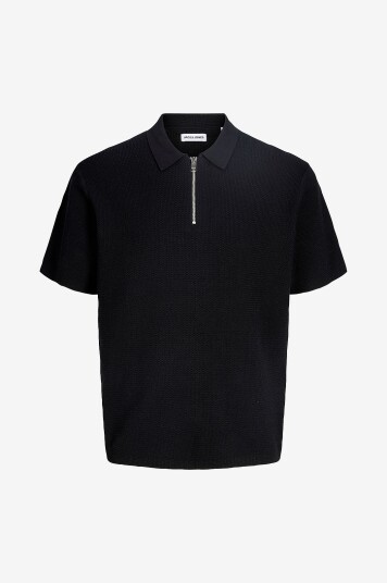 Jack & Jones Junior   Pologenser Jjmax Knit Zip Polo SS Jnr   Svart