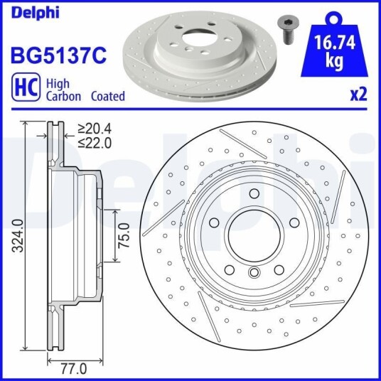 DELPHI BG5137C Bremseskive