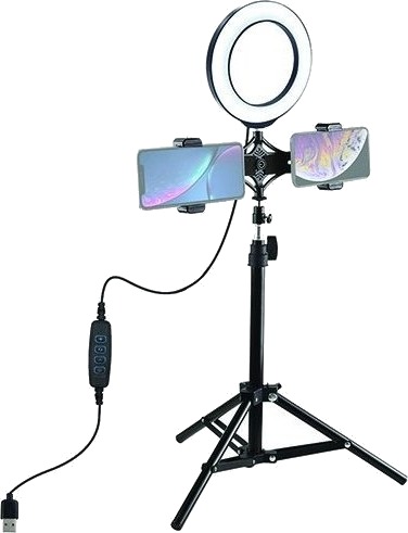 Puluz Led Ringlampe 16 Cm Med Stativ Opptil 70 Cm Dobbel Telefonholder Usb