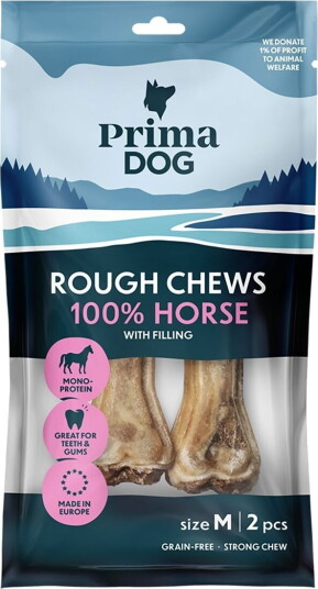 Primadog Rough Filled Chews Tyggbein Hest M 2 Pakning