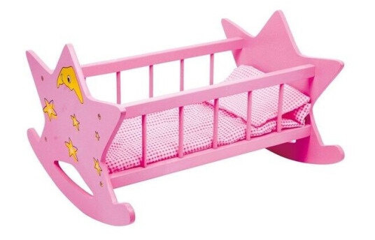 Small Foot Wooden Doll Bed Star Pink