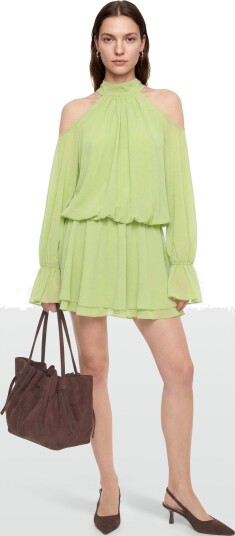 Gina Tricot Boho Chiffon Mini Dress Green 36 Gina Tricot Boho Chiffon Mini Dress Green 36