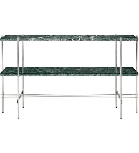 Gubi TS Console Sidebord 120x30x72 cm Polert Stål / Grønn Guatemalamarmor