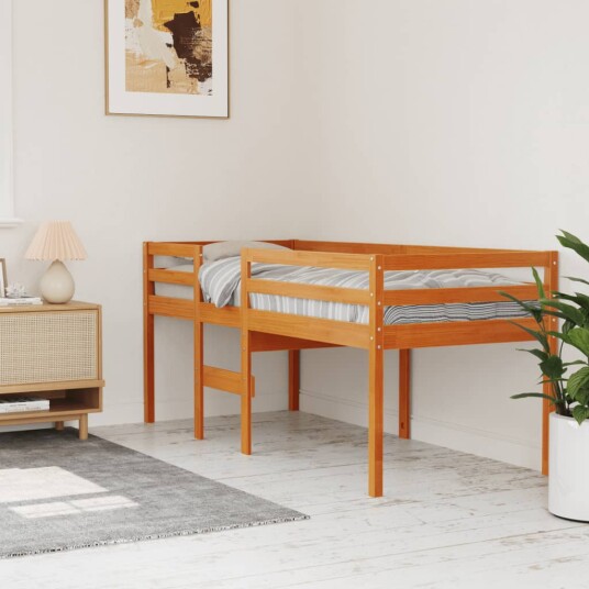 vidaXL Høyseng voksbrun 80x200 cm heltre furu 8721012315396 vidaXL Høyseng voksbrun 80x200 cm heltre furu 8721012315396