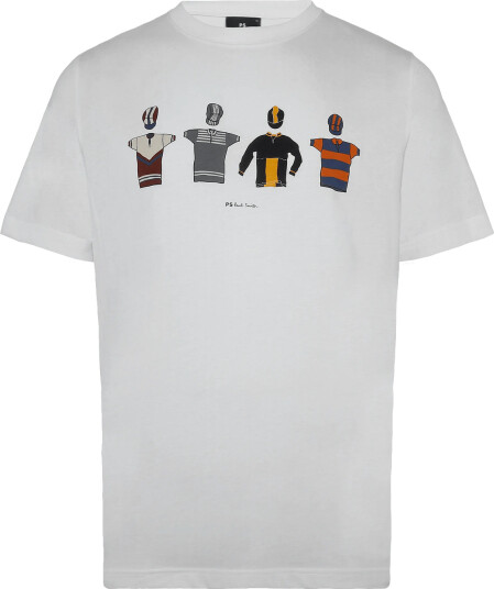 Paul Smith Mens Reg Fit T Shirt Cycle Jersey"s - White - S