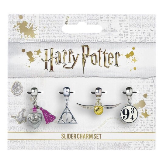 Carat Shop, The Harry Potter Charm 4-Pack Snitch/dødstalismanene/plattform 9 3/4/love Potion (Sølvbelagt)