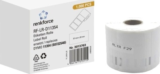 Renkforce Rf 6027526 Hvit Selvklebende Skriveretikett Kontinuerlig Etikett Rull Papir Direkte Termisk
