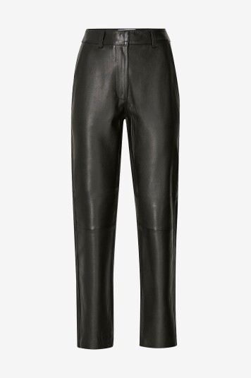 Selected FEMME - Skinnbukser slfMarie MW Leather Pants W - Svart