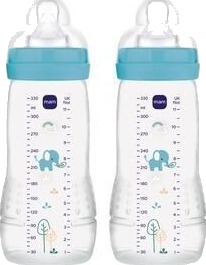 MAM Easy Active 330 ml Tåteflaske 2-Pakk Blå - Ergonomisk og Lekkasjesikker