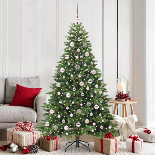 Kunstig juletre med 300 LED med stativ grønn 180 cm PE og PVC Kunstig juletre med 300 LED med stativ grønn 180 cm PE og PVC