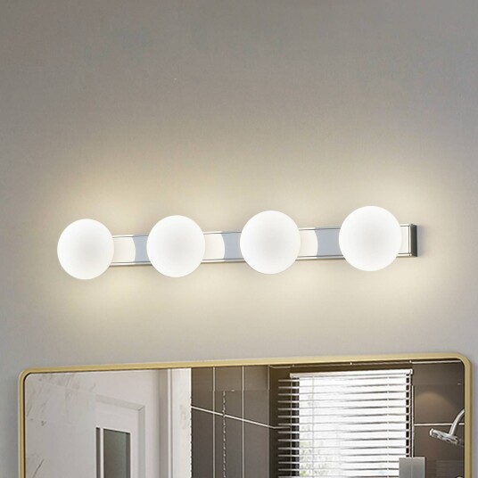 Lucande LED-vegglampe Myrra krom/hvit glass 60 cm