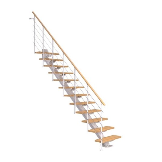 Dolle Sydney Rett Trapp Hvit 9016 style 6 oljet Bøk 85 12 Loddrett Høyde 240 292cm