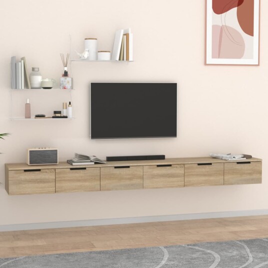 vidaXL Veggskap 2 stk sonoma eik 102x30x20 cm konstruert tre vidaXL Veggskap 2 stk sonoma eik 102x30x20 cm konstruert tre