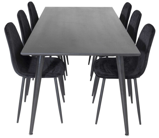 Venture Design Dipp & Polar spisegruppe Svart/svart 6 st stoler & bord 180 x 90 cm