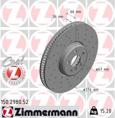 Bremseskive ZIMMERMANN 150.2980.52 Bremseskive ZIMMERMANN 150.2980.52