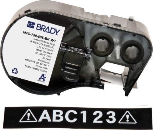 Brady M4c 750 595 Bk Wt Sort Hvit Selvklebende Skriveretikett Kontinuerlig Etikett Vinyl Trermisk Overføring Akryl